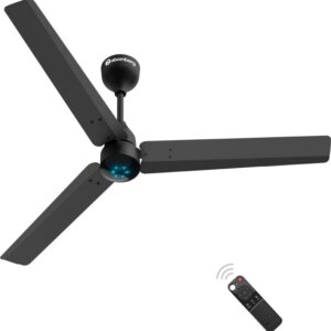 Atomberg Renesa 5 Star 1200 mm BLDC Motor with Remote 3 Blade Ceiling Fan(Midnight Black, Pack of 1)