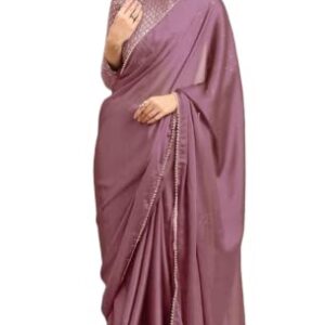 MANUBA ENTERPRISE Women's Georgette Plain Saree With Blouse Piece (MANUBA_79)