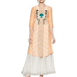 W for Woman Women's Synthetic Kurta (18AUW11049-110153_Orange_M (10))