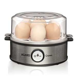 AGARO Crown Instant Egg Boiler 360 Watts, Boils Up to 7 Eggs with 3 Modes Heating/Stainless Steel Body (Silver)