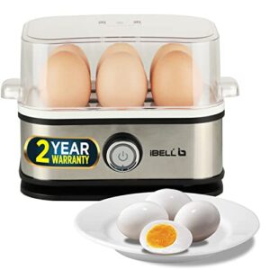 iBELL EG006Y Egg Boiler - 6 Eggs, 210Watt, Stainless Steel Body & Heating Plate, 3 Boiling Modes, Automatic Shutdown Function | Silver