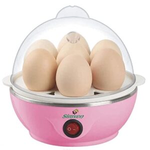 Simxen Egg Boiler Electric Automatic Off 7 Egg Poacher for Steaming, Cooking also Boiling and Frying 400 W (Blue, Pink)