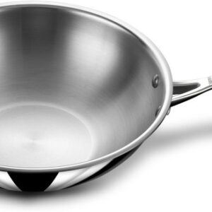 Stahl Triply Stainless Steel Artisan 4726, 26cm, 3.3 Liters Deep Fry Pan 26 cm diameter with Lid 3.3 L capacity(Stainless Steel, Induction Bottom)