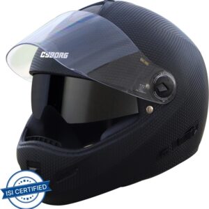 Steelbird Cyborg Double. Full Face, Inner Smoke Sun Shield and Outer Clear Visor Motorbike Helmet(Dashing Black)