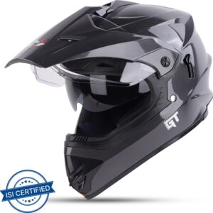 Steelbird Off Road GT ISI Certified Motocross Helmet for Men with Inner Sun Shield Motorbike Helmet(Glossy Axis Grey)
