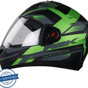 Steelbird SBA-1 R2K Full Face Helmet in Matt Finish Motorbike Helmet(Matt Black Green with Clear Visor)