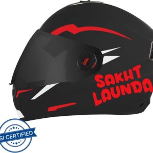 Steelbird SBA-1 Sakth Launda Night Reflective Full Face Helmet in Dashing Black Red Motorbike Helmet(Matt Black Red with Smoke Visor)
