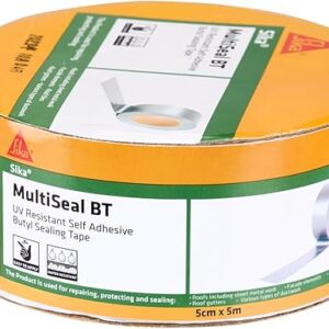 SIKA – Butyl waterproofing tape MultiSeal BT – Weatherproof – Seals out water and draughts – Rubber tape for pipe cracks – 5 cm x 5 m – Silver