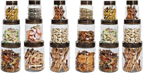 CELLO Checkers Pet Plastic Airtight Canister Set | Food grade and BPA free canisters | Air tight seal & Stackable Transparent