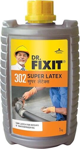 DR. FIXIT 302 SBR Latex Super Latex SBR Latex For Waterproofing & Repairs for Roofs, Terraces,Bathrooms, Toilets – 1Kg, (Grey) (1Pc), Bonds strongly to concrete, masonry, stone work, plasters