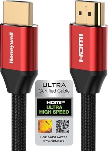 Honeywell HDMI Cable 2.1 with Ethernet, 8k@60Hz, 4K@120Hz UHD Resolution, (9.8ft/3M), 48 GBPS Transmission Ultra High Speed, Dolby DTS, eARC, 3D,Male-to-Male