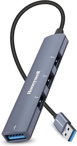 Honeywell Newly Launched 4-in-1 Ultra Slim USB Hub 1xUSB 3.0 & 3 x USB 2.0 Ports, 30cms Cable, DataTransfer Speed Upto 5GBPS,Universally Compatible with All USB,PC,Speaker,Laptop,Hard Drive etc.