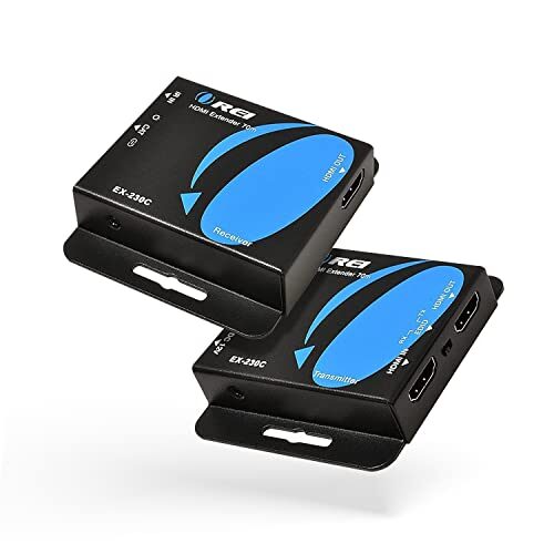 Orei 4K HDMI Over CAT6/CAT7 Extender by OREI Extender RJ45 4K@30Hz Upto 130 Ft 1080P Upto 230 FT Full HD POC Transmitter & Receiver IR Loop Out (EX-230C)
