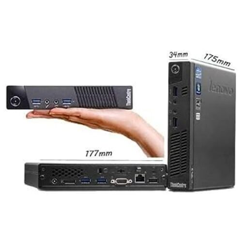 (Refurbished) Lenovo ThinkCentre M73 Tiny Desktop (Core I5 4th gen 2.9ghz, 8 GB RAM, 1 TB HDD, Win 10 Pro, MS Office/ Intel HD Graphics/USB 3.0, Ethernet,VGA), Black