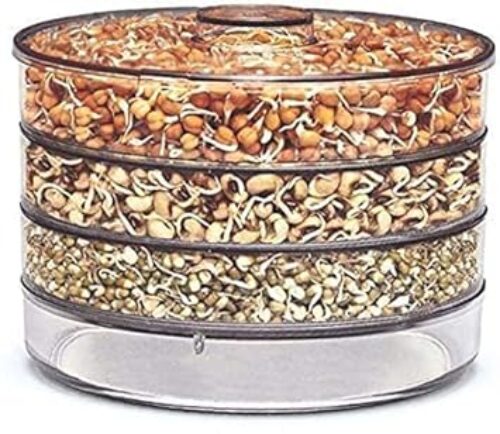 Rylan Sprout Maker with 4 Compartments for Multi Purpose Use – Plastic Grocery Container Sprouted Grains Seeds Dal Channa Chole Ragi Organic Sprouting Jar