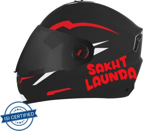 Steelbird SBA-1 Sakth Launda Night Reflective Full Face Helmet in Dashing Black Red Motorbike Helmet