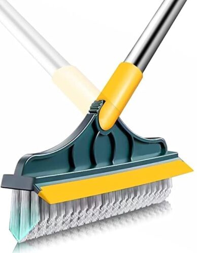VYOOx 2 in 1 Bathroom Cleaning Brush Wiper Tiles Cleaning Bathroom Brush Floor Scrub Brush with Long Handle 120° Rotate Home Kitchen Bathroom Cleaning Brush Pack-1