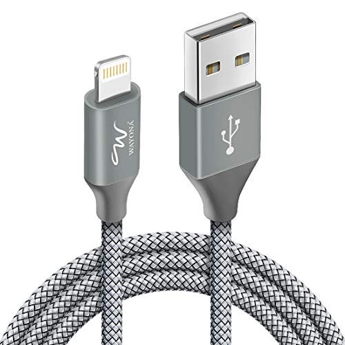 Wayona Nylon Braided USB to Lightning Fast Charging and Data Sync Cable Compatible for iPhone 13, 12,11, X, 8, 7, 6, 5, iPad Air, Pro, Mini (3 FT Pack of 1 )